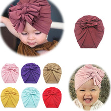 Load image into Gallery viewer, Baby Headband Hat Bowknot Print Cotton Stretchy Turban Headband Infant Head Wrap Beanie Hat Girls Headwear Baby Hair Accessories