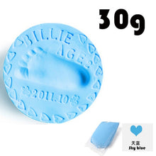 Load image into Gallery viewer, Baby Voetafdruk Ultra Licht Stereo Baby Care Lucht Drogen Zachte Klei Baby Hand Voet Opdruk Kit Casting Diy Speelgoed Poot print Pad 30G