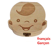 Load image into Gallery viewer, Baby Milk Teeth Box Spanish English Russion Baby Wood Tooth Box Baby Tooth Organizer Kids Deciduous Storage Collect wooden Box